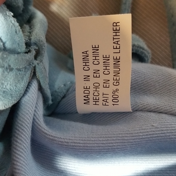 HYPE GENUINE SUEDE LEATHER BLUE PURSE WITH SPARKLY  PALM TREES ON IT - Picture 8 of 8